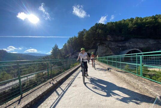 Imatge d'Arxiu. Cicloturistes per la Vía Verda d'Alcoi