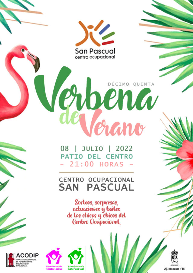 Cartell promocional 'Verbena de Verano' del Centre Ocupacional San Pascual d' Ibi