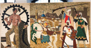 Mosaïc de Gastón Castelló que representa la ciutat d' Alcoi