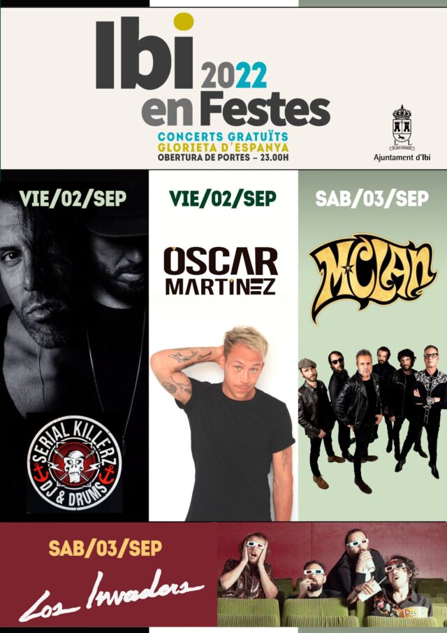 Cartell dels concerts gratuïts de festes d'Ibi