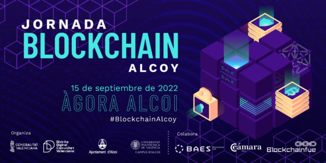 Cartell promocional de la 1a Jornada Blockchain Alcoi.