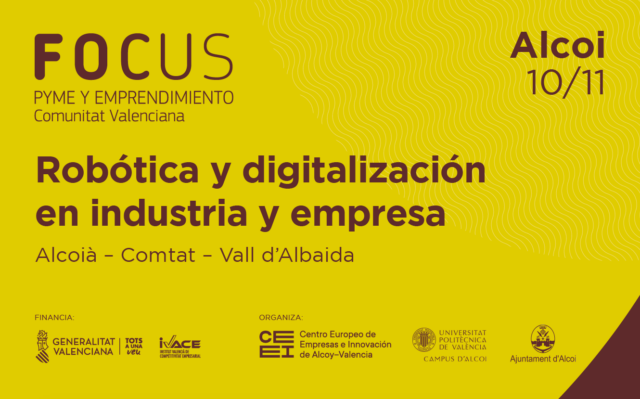 Cartell promocional de la trobada d'emprenedoria robòtica i digitalització.