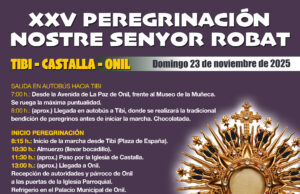 La Peregrinació del Nostre Senyor Robat entre Tibi i Onil obri inscripcions i es celebrarà el 23 de novembre