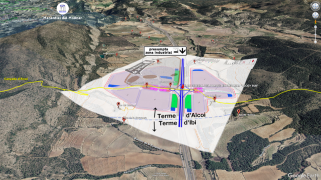 Simulació de l projecte d'Alcoi Sud, a cavall entre els termes municipals d'Alcoi i Ibi
