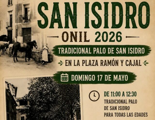 Cartell que anuncia la recuperació del Pal de Sant Isidre a Onil