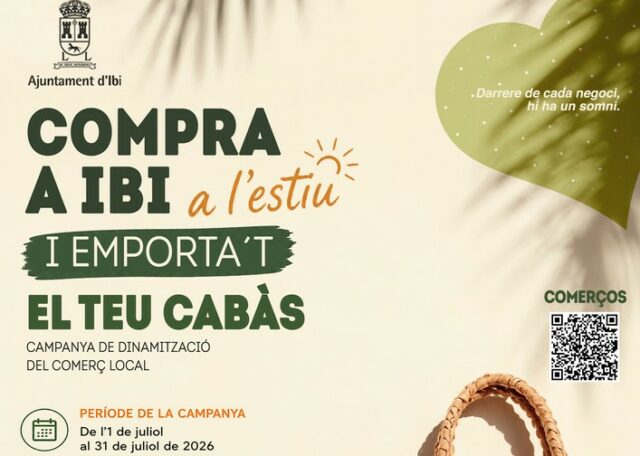 Cartell que anuncia la darrera campanya de dinalització del comerç iberut este estiu