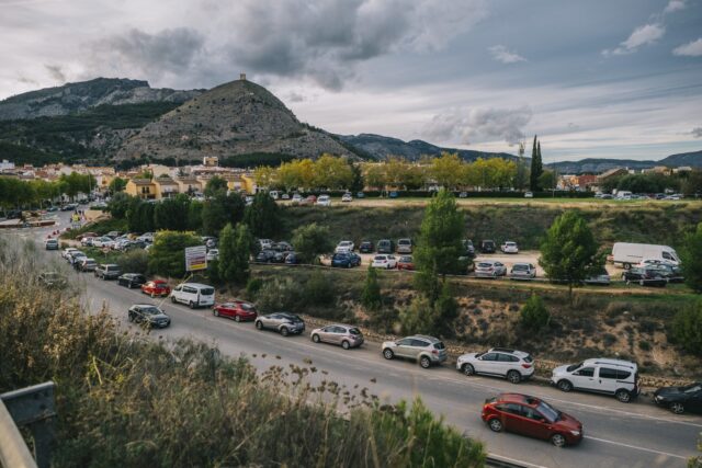 Imatge aèria d'un dels aparcaments de la Fira de Cocentaina, en una imatge d'arxiu